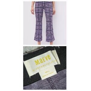 Anthropologie‎ Pants Size S 30x28 The Margot Slim Kick Flare crop stretchy Plaid